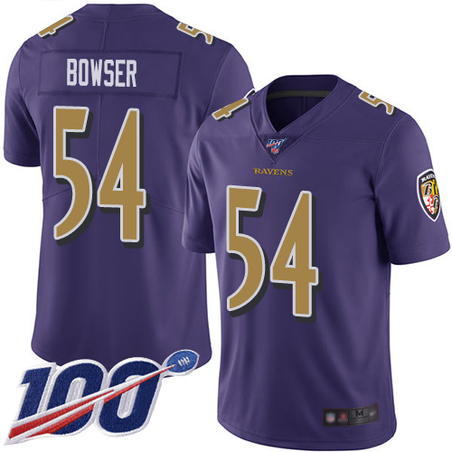Baltimore Ravens Limited Purple Men Tyus Bowser Jersey NFL Football #54 100th Season Rush Vapor Untouchable